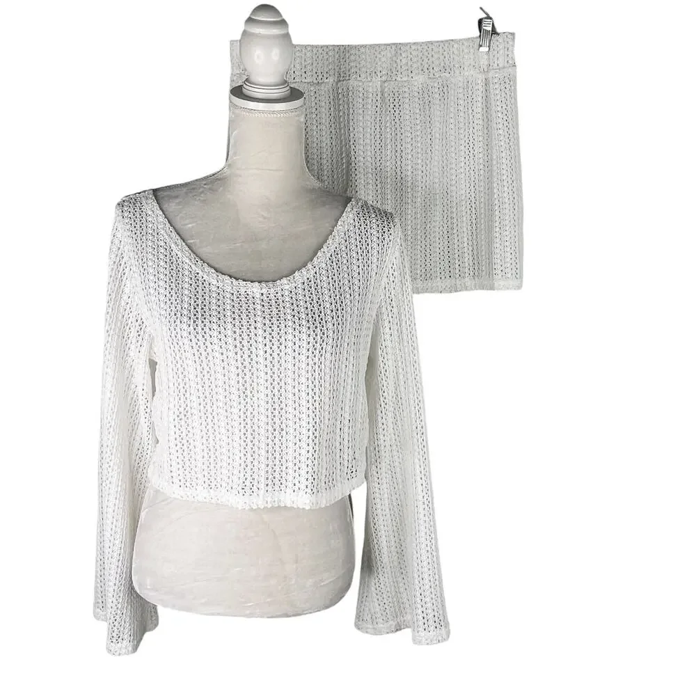 Becotal Swim Coverup Set White Crochet XL Vacation Cruise New